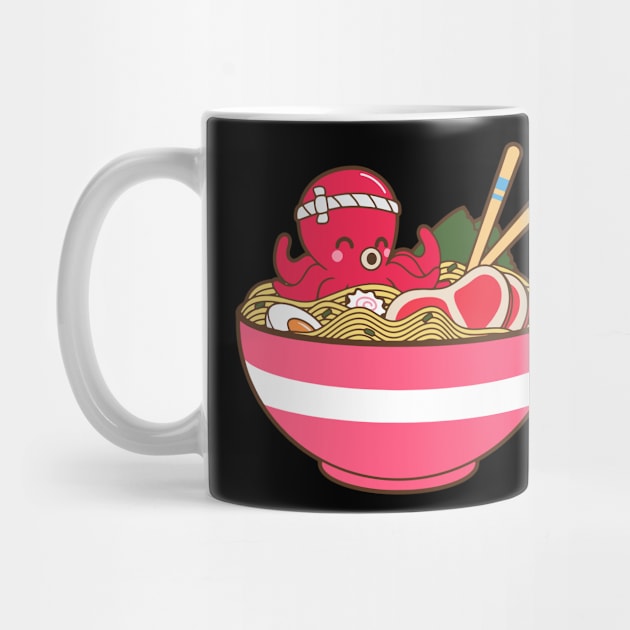 Kawaii Japanese Anime Ramen Soup Bowl Otaku Cute Octopus by jodotodesign